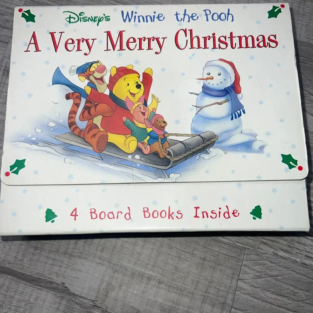 Vintage 1998 Disney's Winnie the Pooh Box of Christmas board Book set